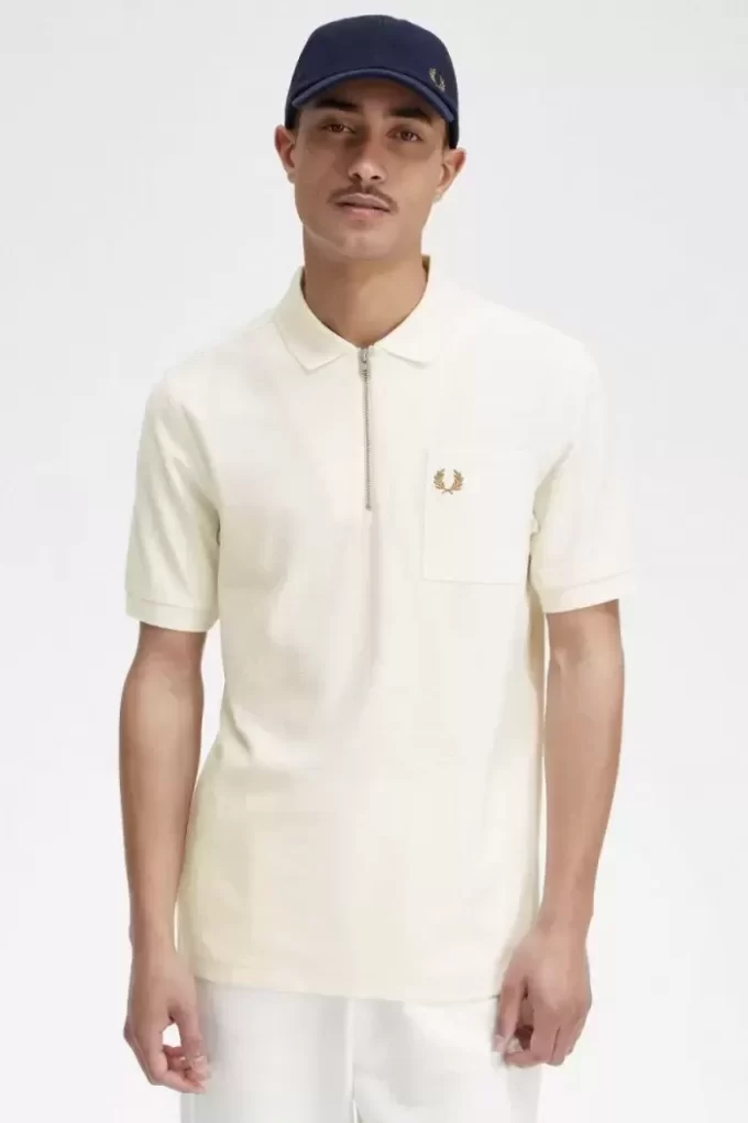 Polo texturé à col zippé pour homme