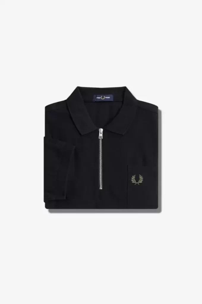 Polo texturé à col zippé pour homme