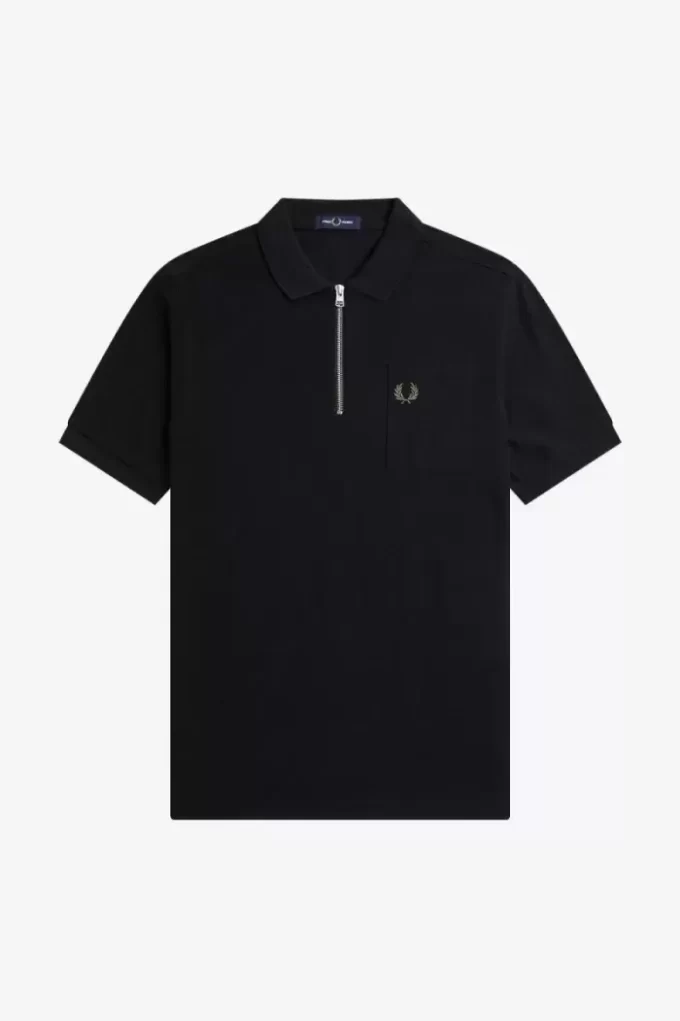 Polo texturé à col zippé pour homme