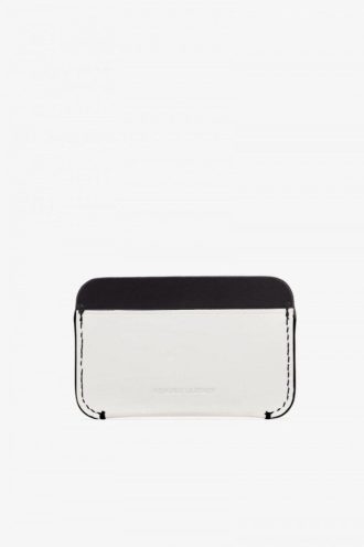 Porte-cartes en cuir à bordure contrastée
