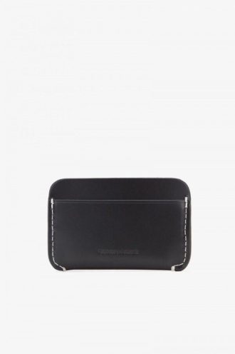 Porte-cartes en cuir à bordure contrastée