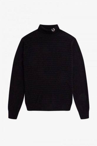 Pull à col roulé texturé à chevrons