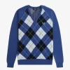 Pull col V en laine d&rsquo;agneau Argyle pour homme