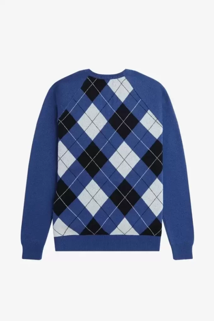 Pull col V en laine d&rsquo;agneau Argyle pour homme
