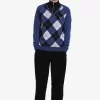 Pull col V en laine d&rsquo;agneau Argyle pour homme
