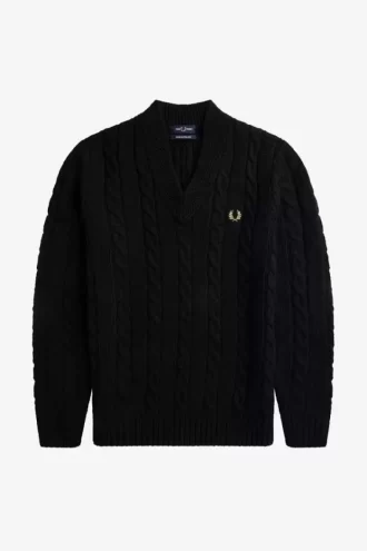 Pull col V en maille torsadée pour homme