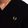 Pull col V en maille torsadée pour homme