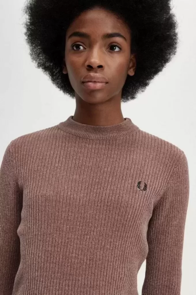 Pull côtelé en chenille pour femme