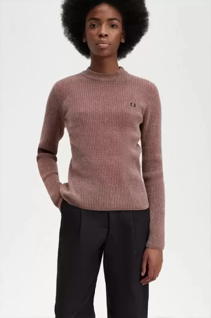 Pull côtelé en chenille pour femme