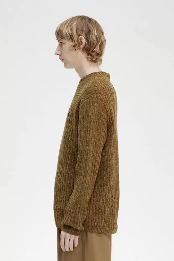 Pull côtelé en chenille pour homme