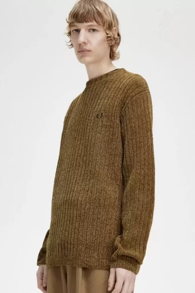 Pull côtelé en chenille pour homme