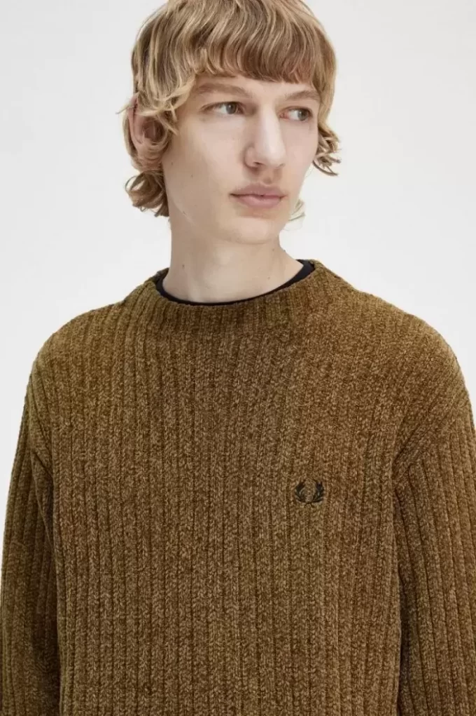 Pull côtelé en chenille pour homme