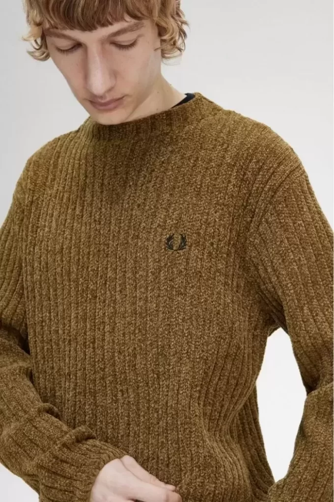 Pull côtelé en chenille pour homme