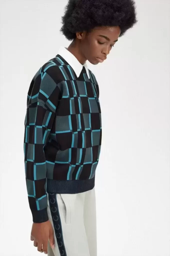 Pull à damier pour femme