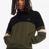 Pull demi-zippé à blocs de couleurs en tricot