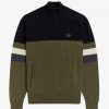 Pull demi-zippé à blocs de couleurs en tricot