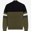 Pull demi-zippé à blocs de couleurs en tricot