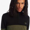 Pull demi-zippé à blocs de couleurs en tricot