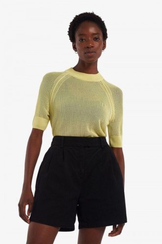 Pull en maille ajourée à manches courtes