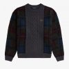 Pull en maille torsadée à empiècements tartan