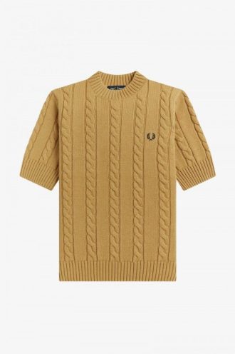 Pull en maille torsadée à manches courtes