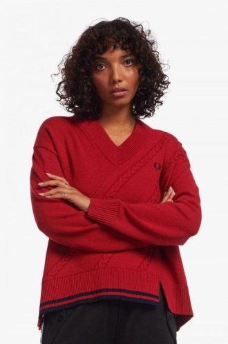 Pull en maille torsadée à ourlet fendu