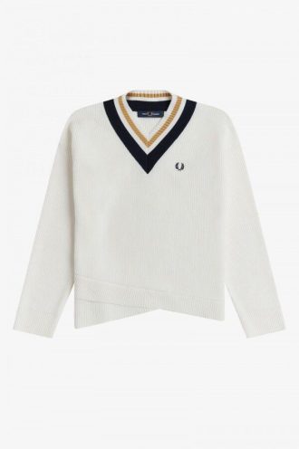 Pull en tricot à col en V et pointes