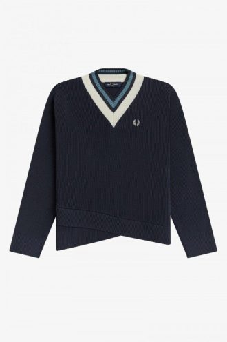 Pull en tricot à col en V et pointes