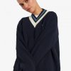 Pull en tricot à col en V et pointes