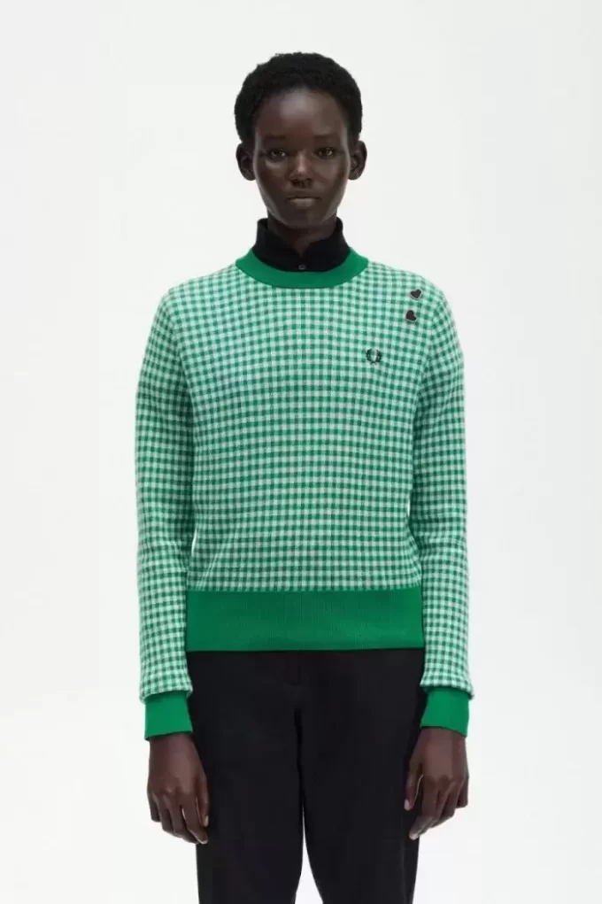 Pull femme à carreaux vichy