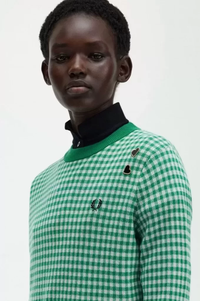 Pull femme à carreaux vichy
