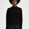Pull femme en chenille quadrillée