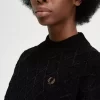 Pull femme en chenille quadrillée