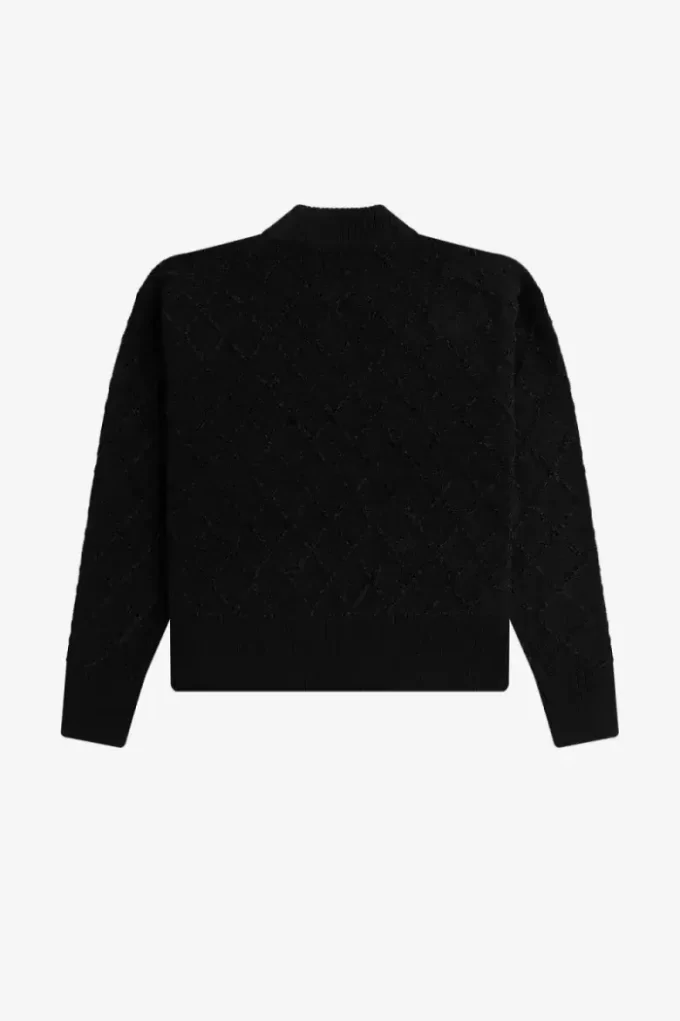 Pull femme en chenille quadrillée