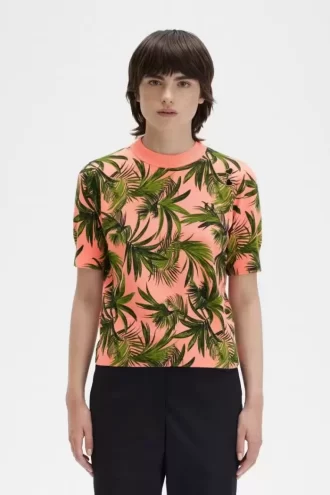 Pull femme à imprimé palmier