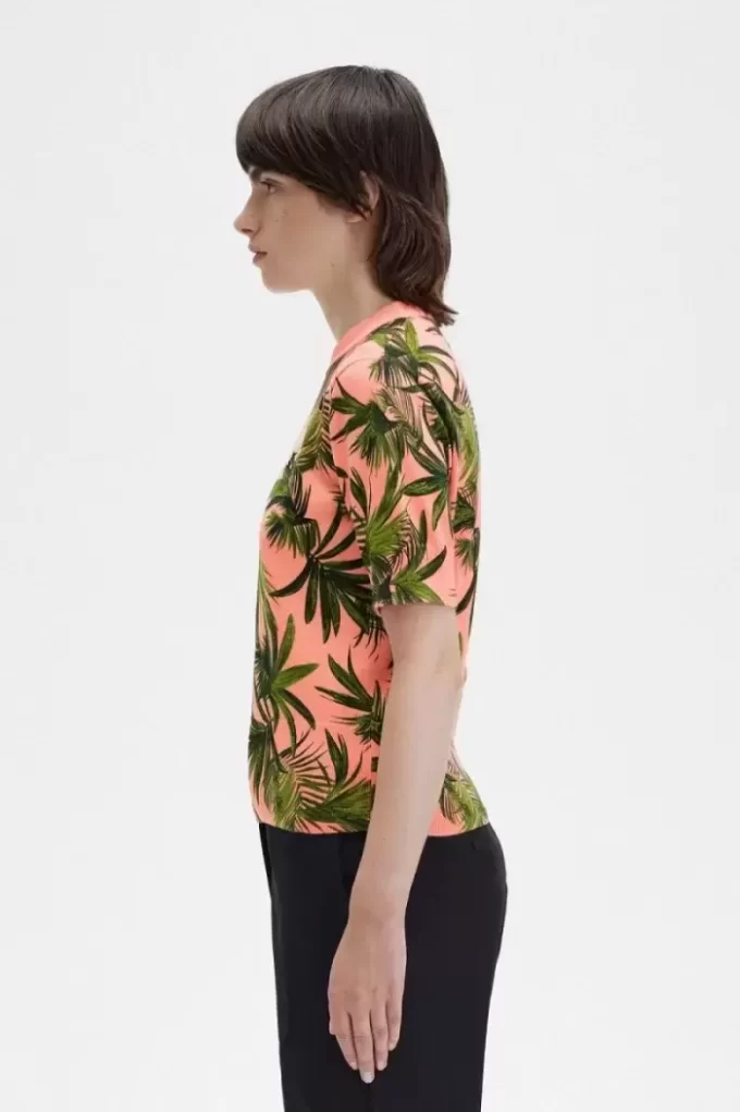 Pull femme à imprimé palmier