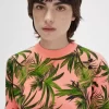 Pull femme à imprimé palmier