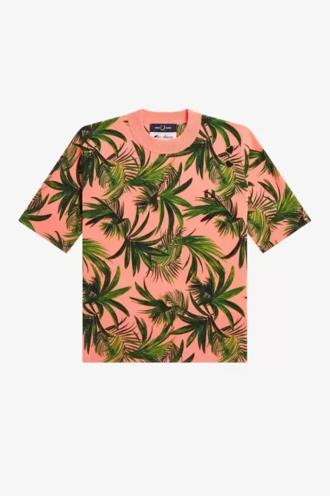 Pull femme à imprimé palmier