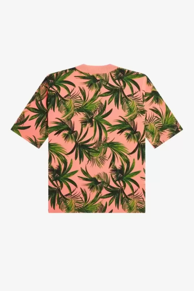 Pull femme à imprimé palmier