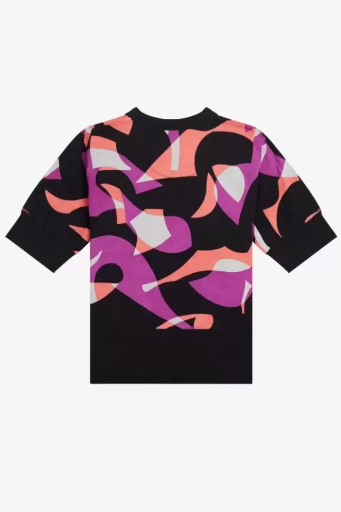 Pull femme à manches courtes abstrait