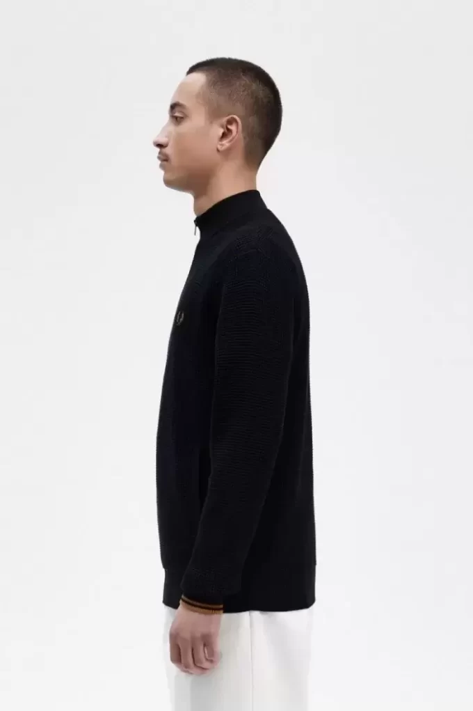 Pull homme à demi-zip et point gaufré