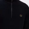 Pull homme à demi-zip et point gaufré