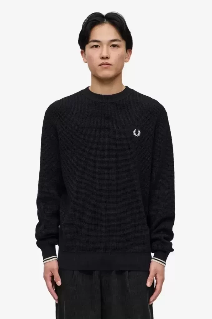 Pull homme à point gaufré