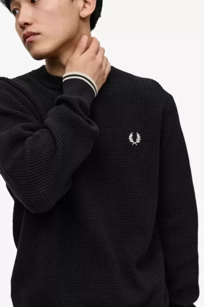 Pull homme à point gaufré
