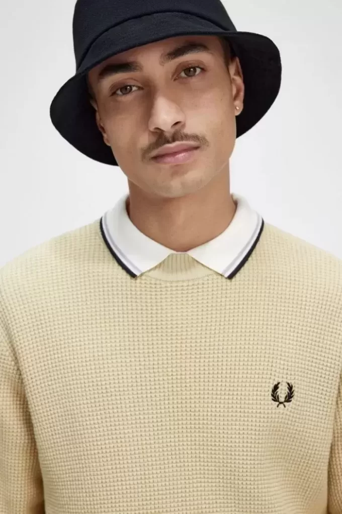 Pull homme à point gaufré