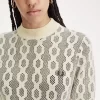 Pull à manches courtes en maille ajourée pour femme