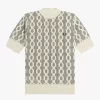Pull à manches courtes en maille ajourée pour femme