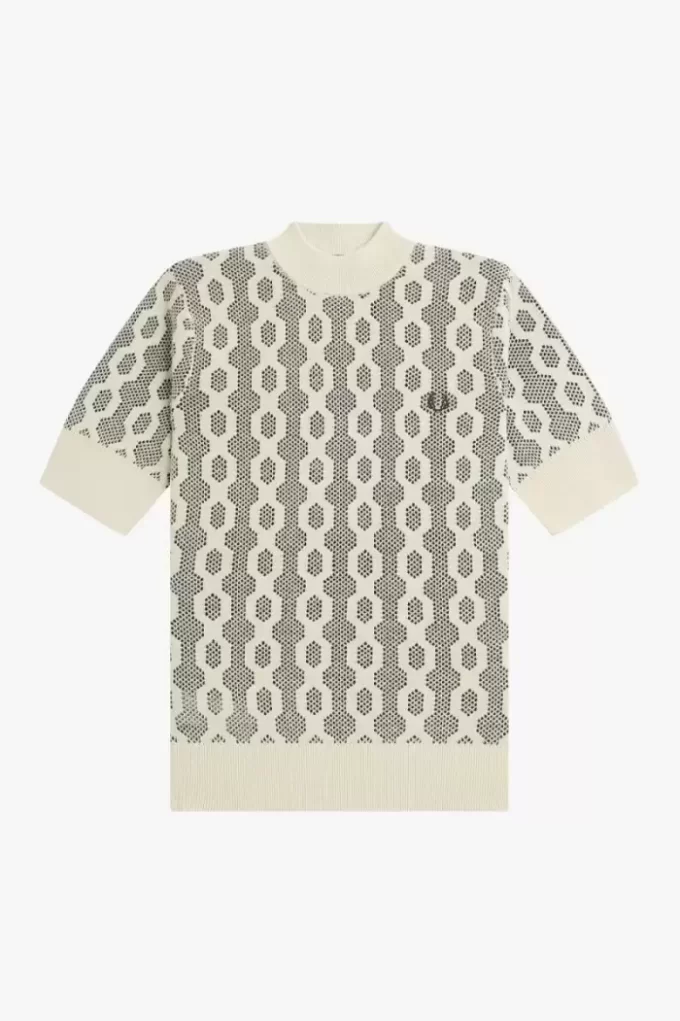 Pull à manches courtes en maille ajourée pour femme