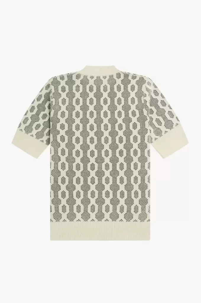 Pull à manches courtes en maille ajourée pour femme