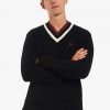 Pull rayé à col en V en maille